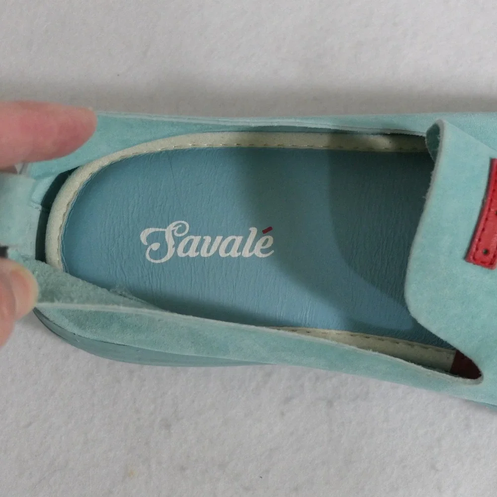 Savale Mens Glover Shoes 6 Turquoise Blue Pig Suede Minimalist Loafer Slip On